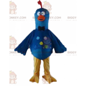 BIGGYMONKEY™ Blauw Geel Oranje Duif Vogel Mascotte Kostuum -