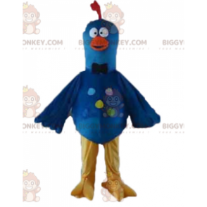 Costume de mascotte BIGGYMONKEY™ d'oiseau bleu jaune et orange