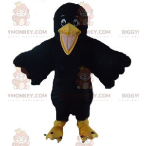 Costume de mascotte BIGGYMONKEY™ de corbeau noir et jaune géant