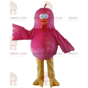 BIGGYMONKEY™ Kæmpehøne Pink Rød og Gul Fuglemaskotkostume -
