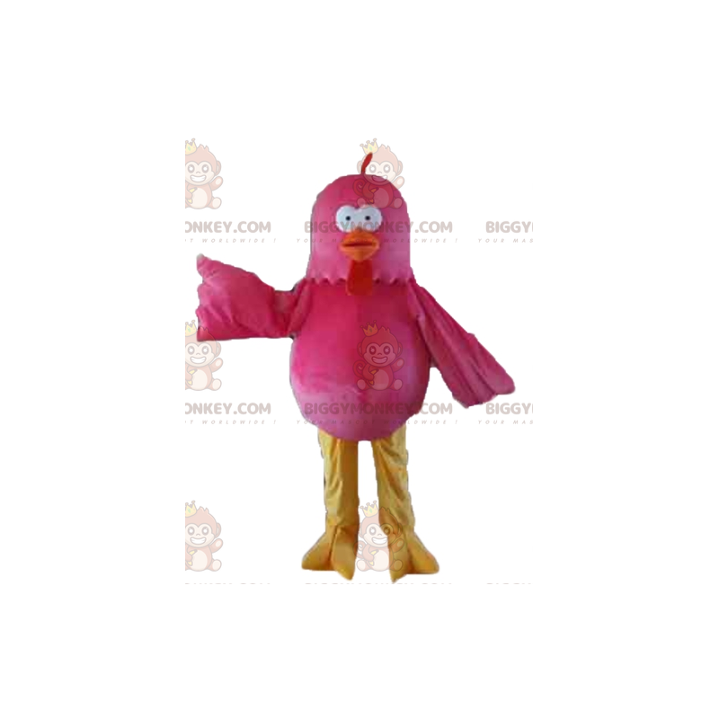 BIGGYMONKEY™ Disfraz de mascota de pájaro rosa, rojo y amarillo