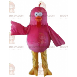 BIGGYMONKEY™ Giant Hen Pink Red and Yellow Bird Mascot Costume