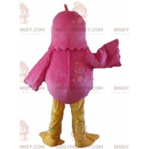 Costume de mascotte BIGGYMONKEY™ d'oiseau rose rouge et jaune