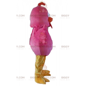 BIGGYMONKEY™ Giant Hen Pink Red and Yellow Bird Mascot Costume