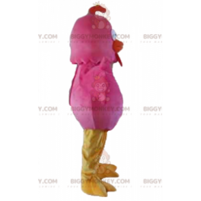 BIGGYMONKEY™ Costume mascotte uccello rosa rosso e giallo