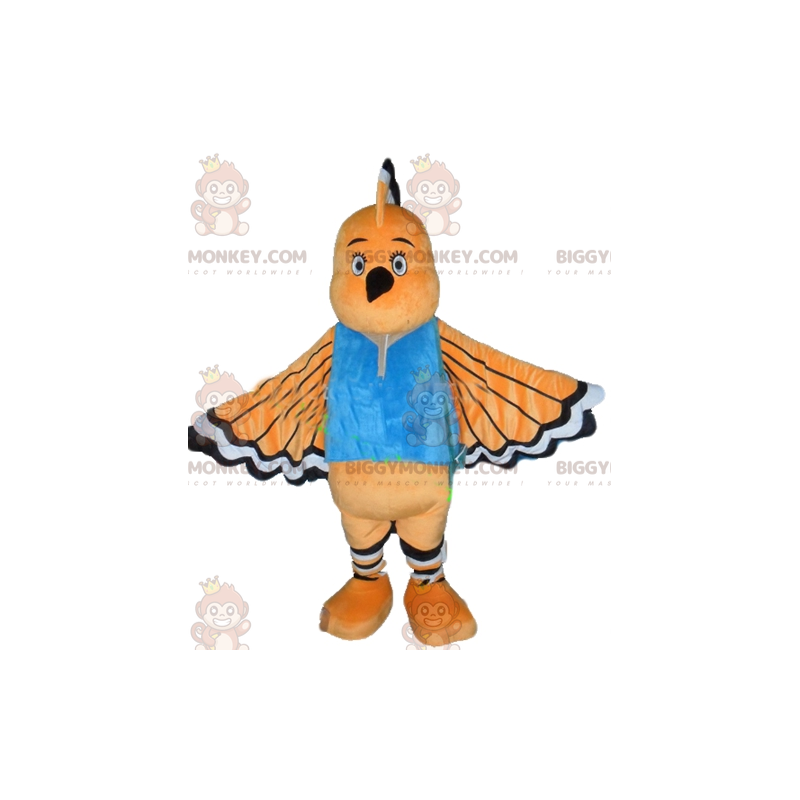 BIGGYMONKEY™ Mascottekostuum Oranje Witte en Zwarte Vogel met