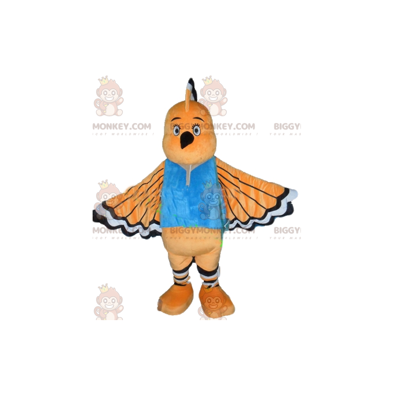 Costume de mascotte BIGGYMONKEY™ d'oiseau orange blanc et noir