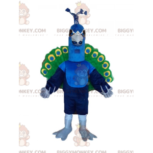 Costume de mascotte BIGGYMONKEY™ de paon géant bleu vert et