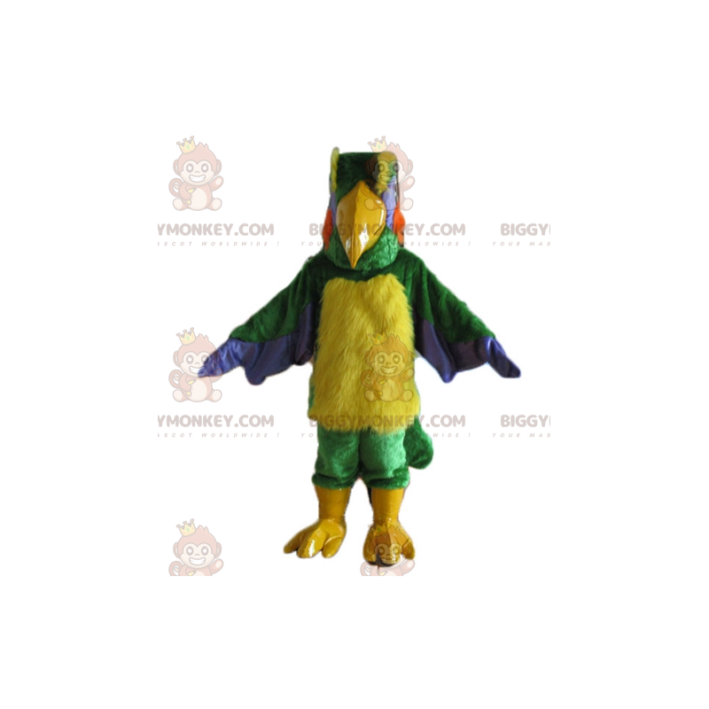 Costume da mascotte gigante peloso uccello multicolore