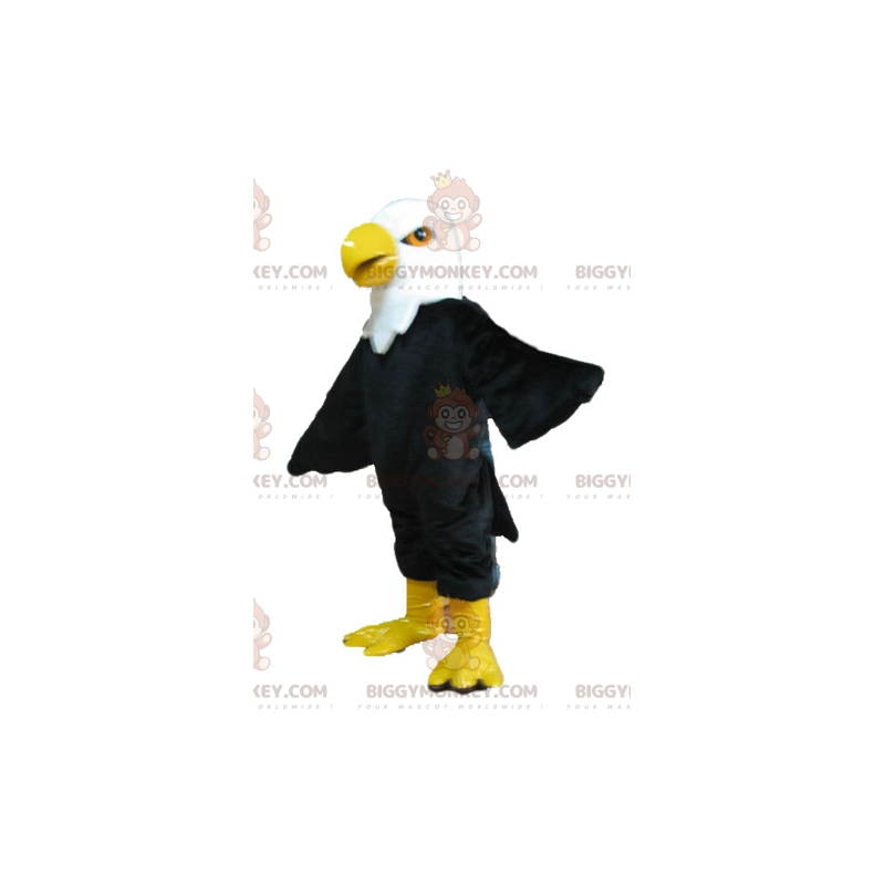 Costume de mascotte BIGGYMONKEY™ de bel aigle noir blanc et