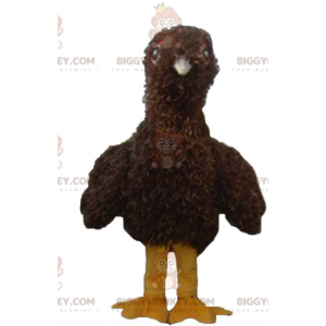 BIGGYMONKEY™ Fuzzy brun og gul babyfuglemaskotkostume -