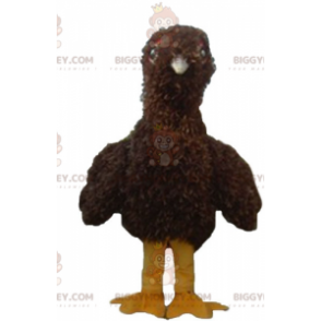 BIGGYMONKEY™ luddig brun och gul babyfågelmaskotdräkt -