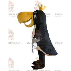 Kostým maskota BIGGYMONKEY™ Černobílý a žlutý Tukan s korunou –