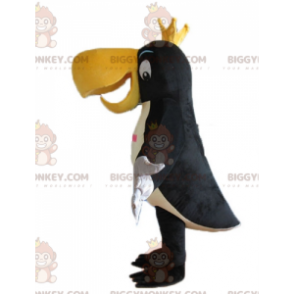 Traje de mascote BIGGYMONKEY™ Tucano preto branco e amarelo com