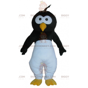 Costume de mascotte BIGGYMONKEY™ d'oiseau noir blanc et jaune