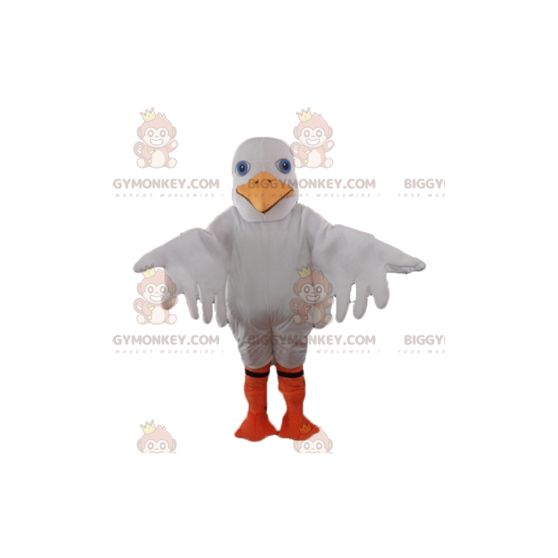 Costume de mascotte BIGGYMONKEY™ de mouette blanche de goéland