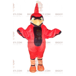 Traje de mascote BIGGYMONKEY™ de pássaro vermelho e preto com