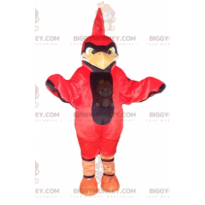BIGGYMONKEY™ Maskottchen-Kostüm aus rotem und schwarzem Vogel