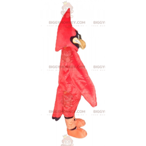 BIGGYMONKEY™ maskotkostume af rød og sort fugl med hovedvåben -