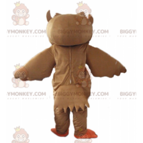 Costume de mascotte BIGGYMONKEY™ de hibou marron et blanc avec