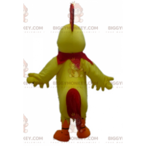 Costume de mascotte BIGGYMONKEY™ de coq jaune rouge et orange