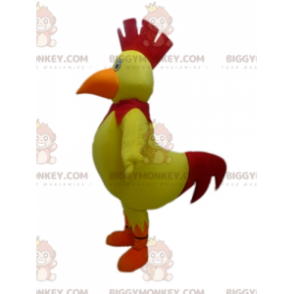 Costume de mascotte BIGGYMONKEY™ de coq jaune rouge et orange