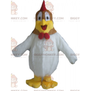 Giant Plump White and Red Brown Hen BIGGYMONKEY™ Mascot Costume