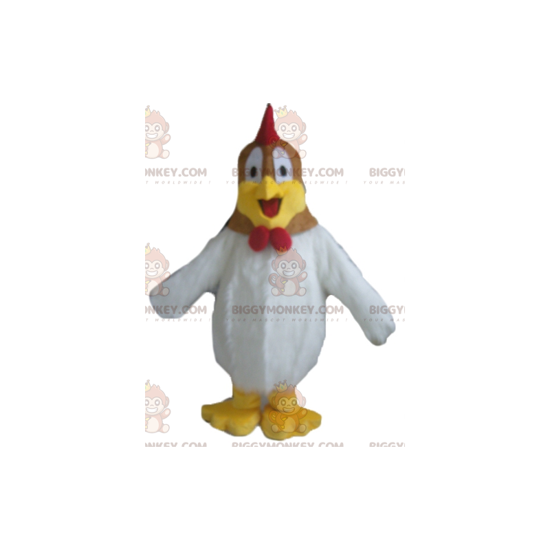 Giant Plump White and Red Brown Hen BIGGYMONKEY™ Mascot Costume