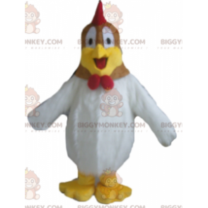 Giant Plump White and Red Brown Hen BIGGYMONKEY™ Mascot Costume