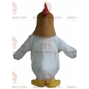 Giant Plump White and Red Brown Hen BIGGYMONKEY™ Mascot Costume