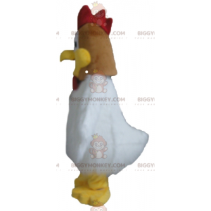 Giant Plump White and Red Brown Hen BIGGYMONKEY™ Mascot Costume