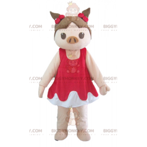 Kostium maskotki BIGGYMONKEY™ Różowo-brązowa świnia w