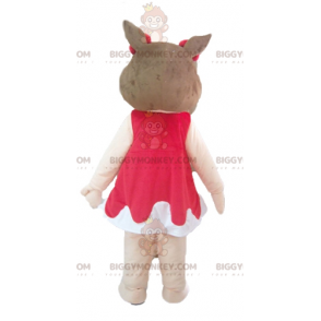 Traje de mascote BIGGYMONKEY™ Porco rosa e marrom em vestido