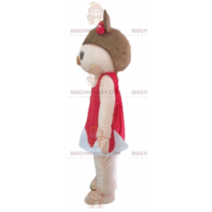 BIGGYMONKEY™ Mascot Costume Pink and Brown Pig in Red and White