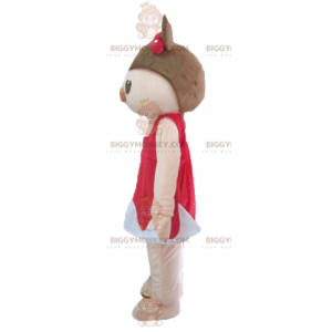 Traje de mascote BIGGYMONKEY™ Porco rosa e marrom em vestido