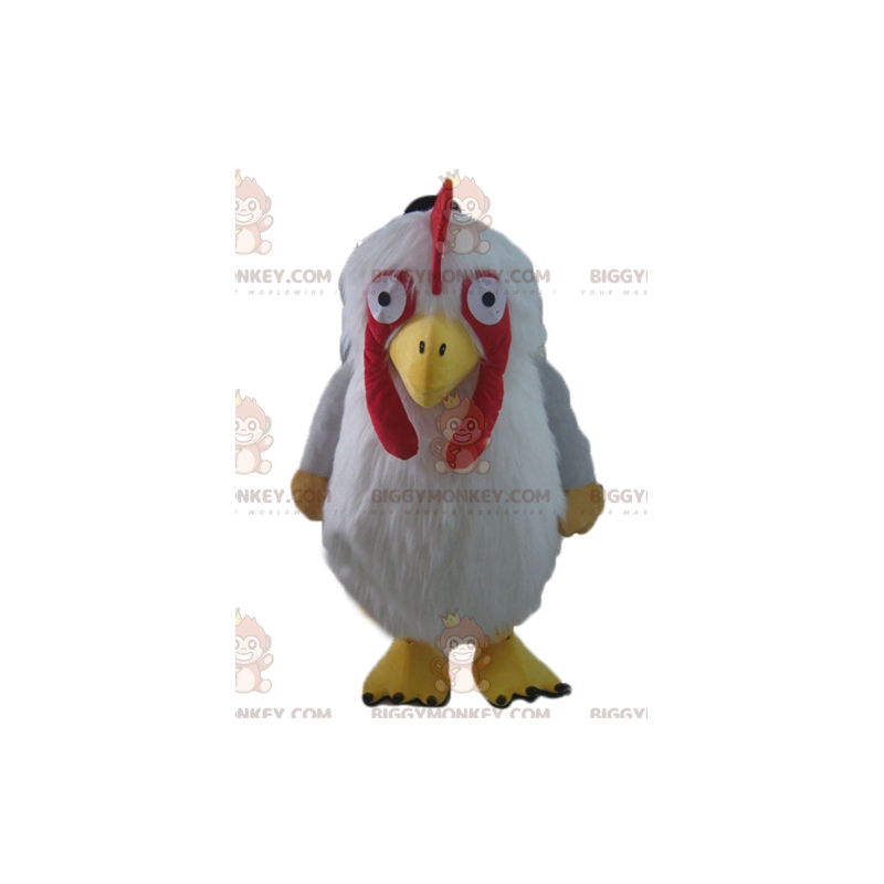 Costume de mascotte BIGGYMONKEY™ de poule blanche jaune et