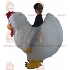 BIGGYMONKEY™ Costume da mascotte da gallina bianca e rossa