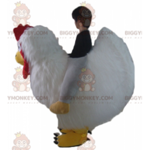 Costume de mascotte BIGGYMONKEY™ de poule blanche jaune et