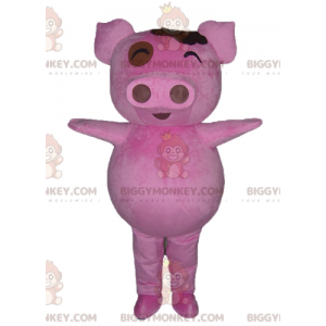 BIGGYMONKEY™ Costume da mascotte di maiale rosa grassoccio