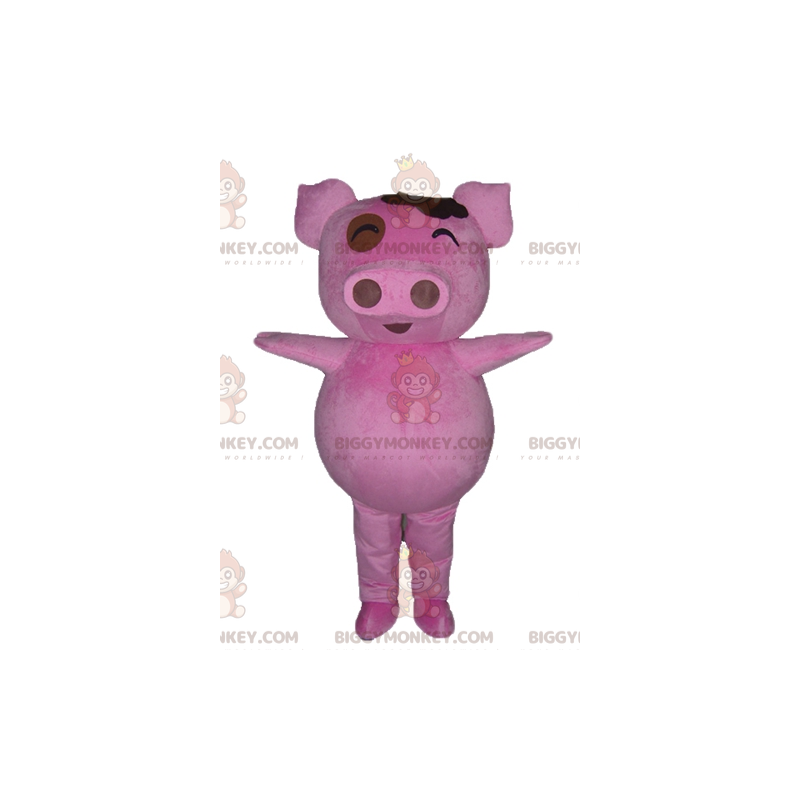 BIGGYMONKEY™ Costume da mascotte di maiale rosa grassoccio