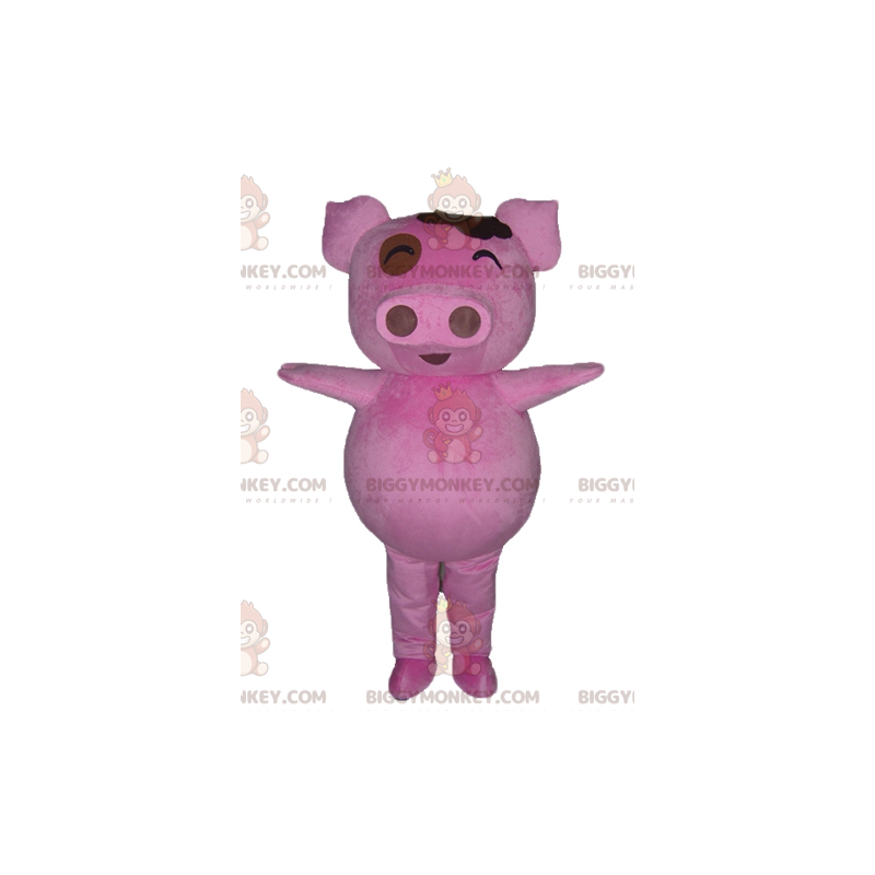 BIGGYMONKEY™ Grappig mollig roze varken mascottekostuum -