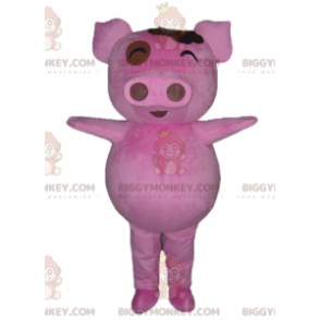 BIGGYMONKEY™ Grappig mollig roze varken mascottekostuum -