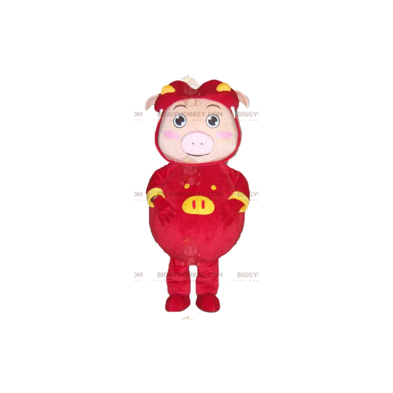 Costume de mascotte BIGGYMONKEY™ de cochon rose habillé d'un