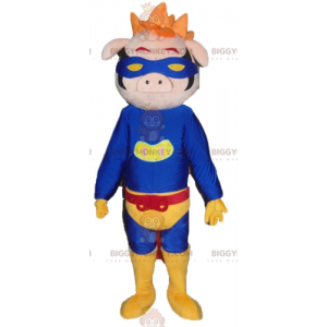 Gris BIGGYMONKEY™ Maskotdräkt klädd i superhjältedräkt -