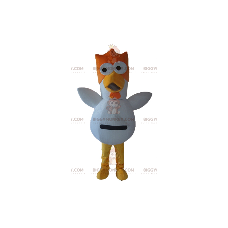 BIGGYMONKEY™ Wit oranje geel kip haan vogel mascotte kostuum -