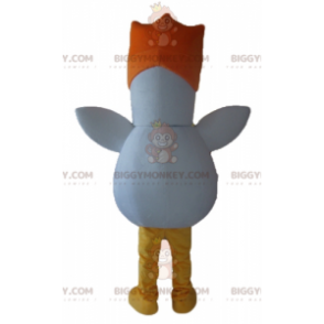 Costume de mascotte BIGGYMONKEY™ d'oiseau blanc orange et jaune