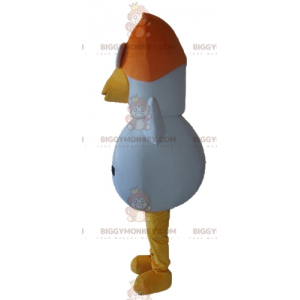 BIGGYMONKEY™ Wit oranje geel kip haan vogel mascotte kostuum -