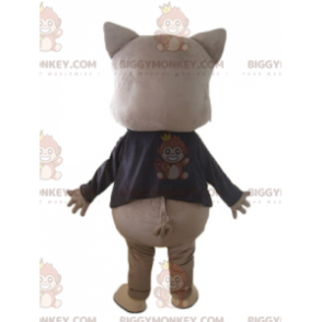 Costume de mascotte BIGGYMONKEY™ de cochon gris en veste noire