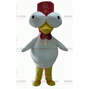 BIGGYMONKEY™ Costume da mascotte Gallo bianco e rosso con occhi