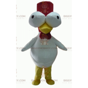 Costume de mascotte BIGGYMONKEY™ de coq blanc et rouge avec des